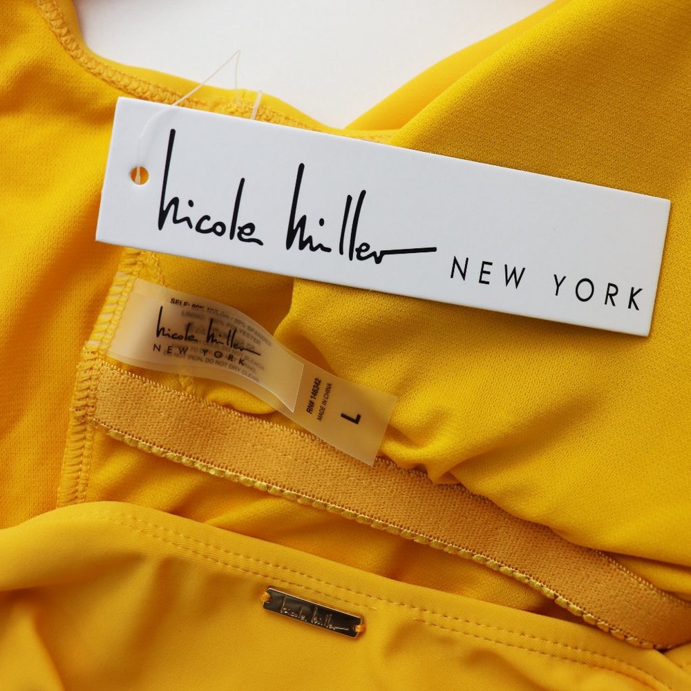 NWT Nicole Miller One-Piece Tie Front Swimsuit L - Picture 4 of 8